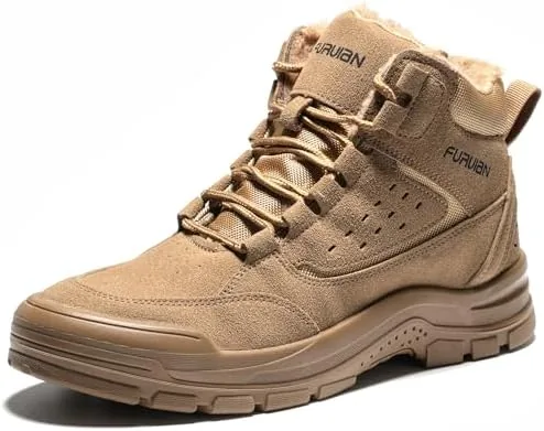 furuian winter steel toe boots for men insulated safety toe work shoes breathable mens mid top winter work boots lightweight non slip tactical boots industry construction safety work shoes